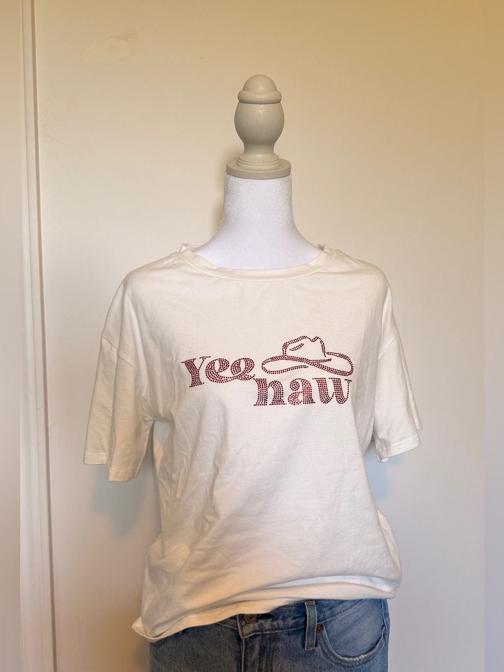 Women White 'Yee Haw' Graphic Tee - Brand Not Visible